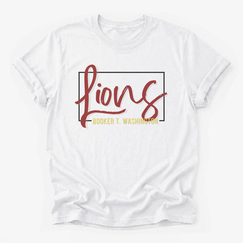 Booker T. Washington Lions Framed Mascot Tee in white