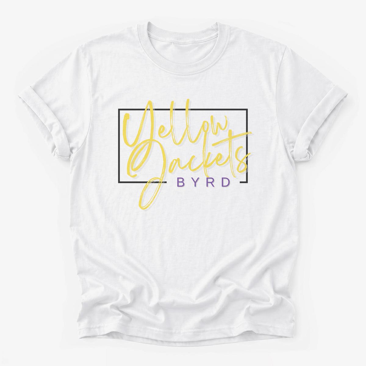 Byrd Yellow Jackets Framed Mascot Tee in white