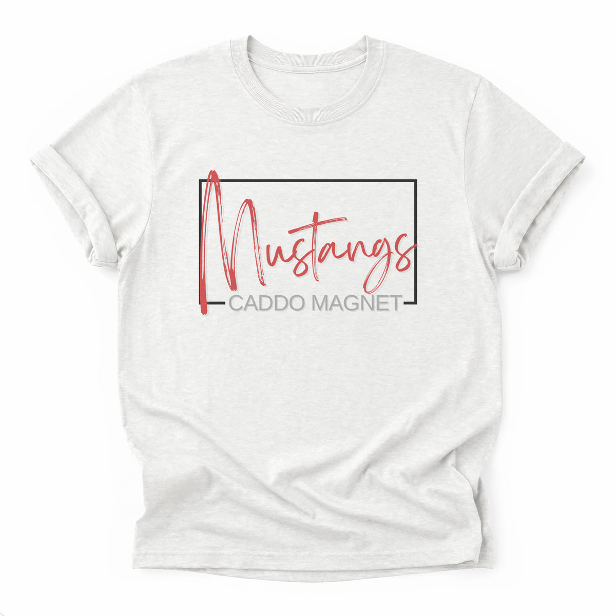 Caddo Middle Magnet Mustangs Framed Mascot Tee in ash grey