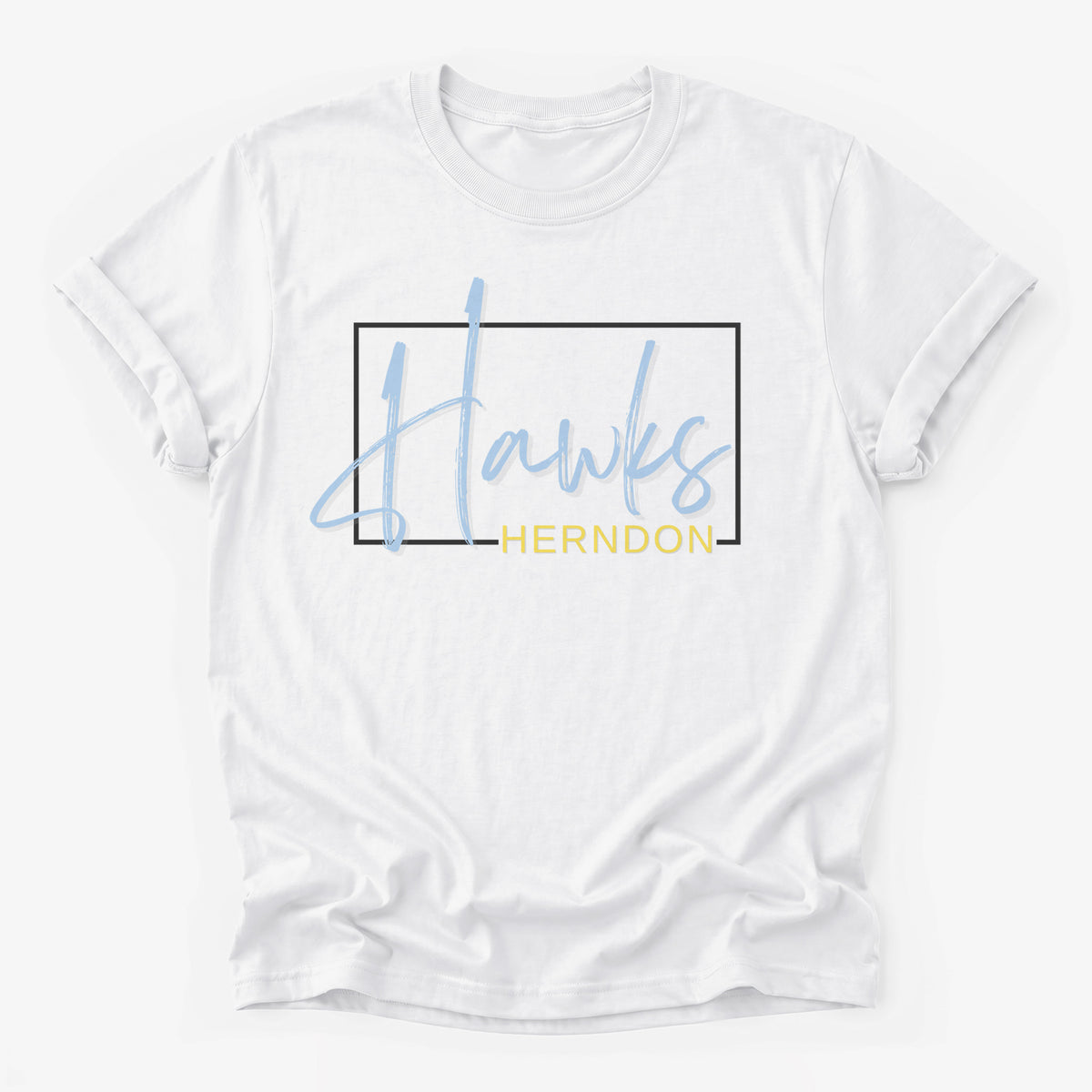 Herndon Hawks Framed Mascot Tee in white
