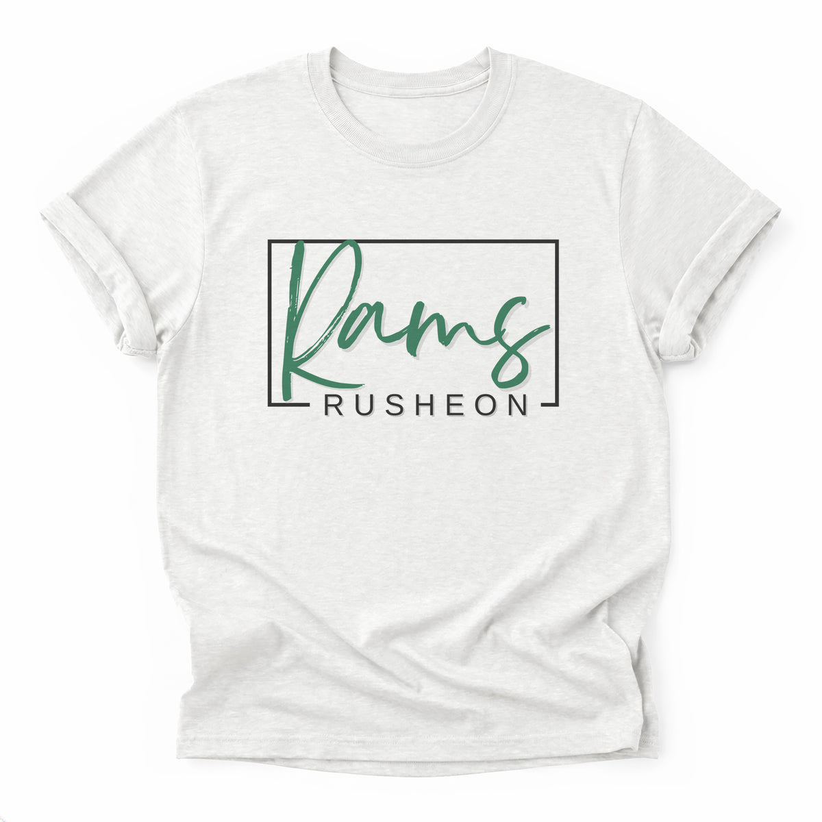 Rusheon Rams Framed Mascot Tee in ash grey