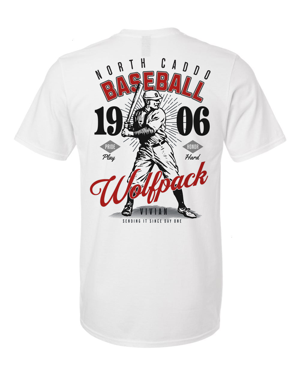 North Caddo Wolfpack Vintage Baseball Tee – personalization preview 4