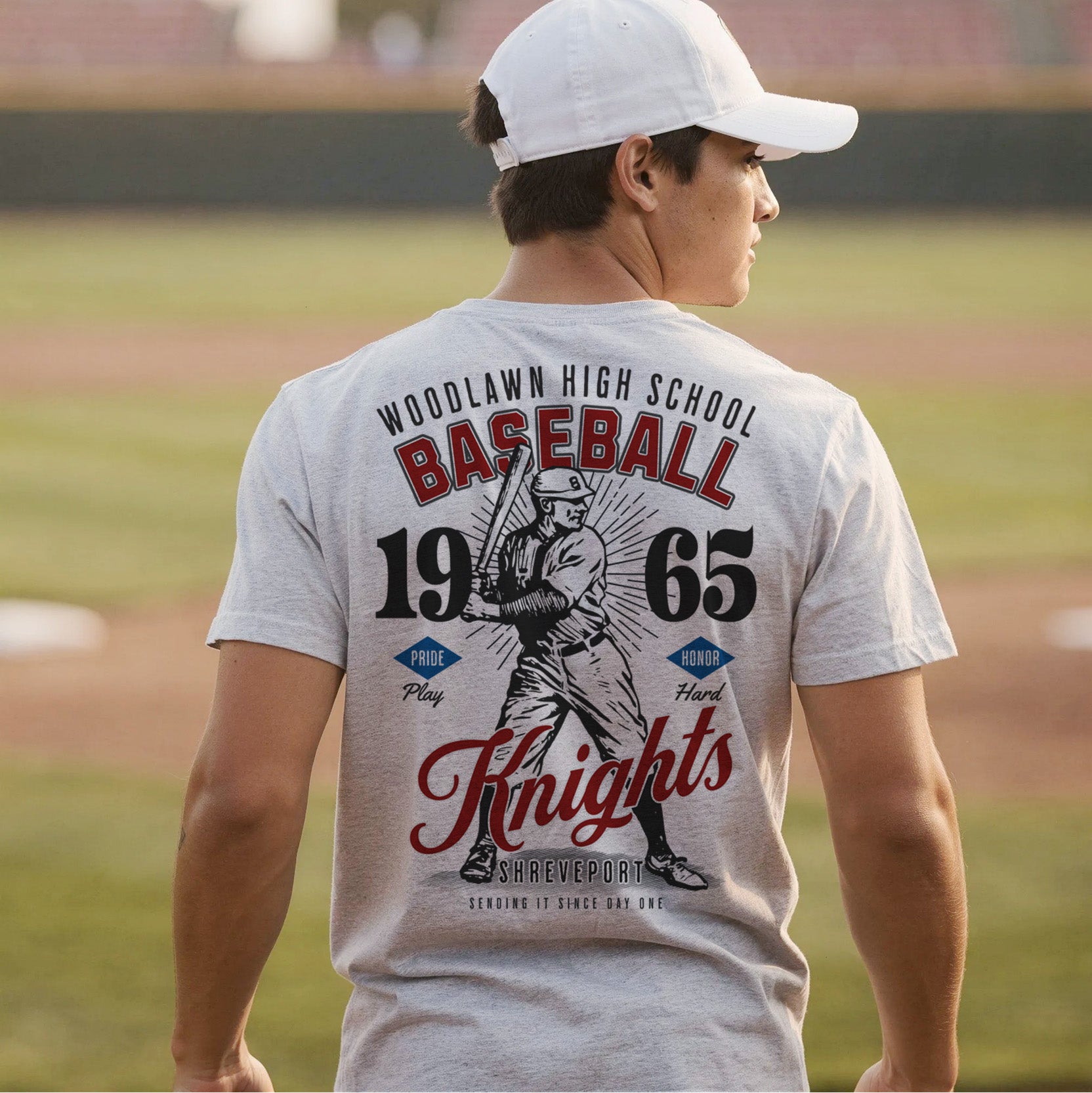 Woodlawn Knights Vintage Baseball Tee – personalization preview 2