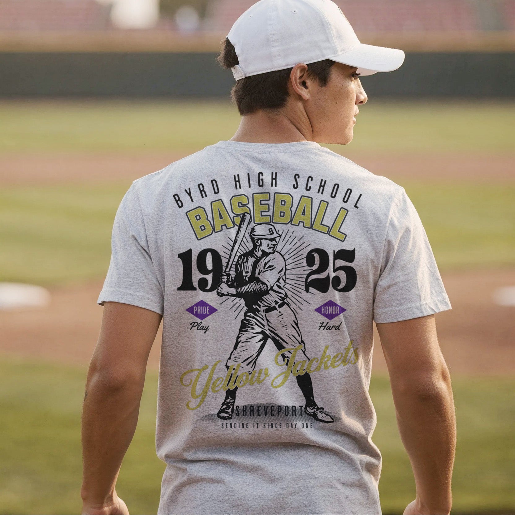 Byrd Yellow Jackets Vintage Baseball Tee – personalization preview 4