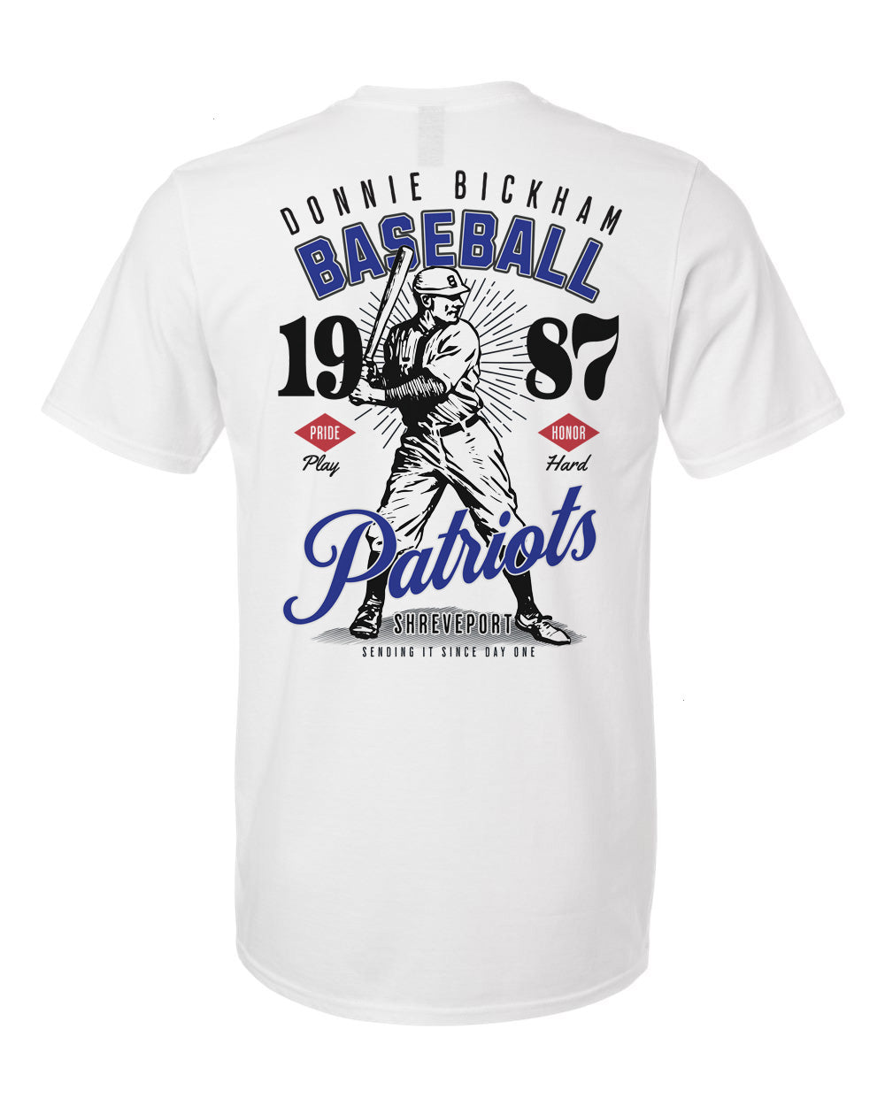 Donnie Bickham Patriots Vintage Baseball Tee – personalization preview 4