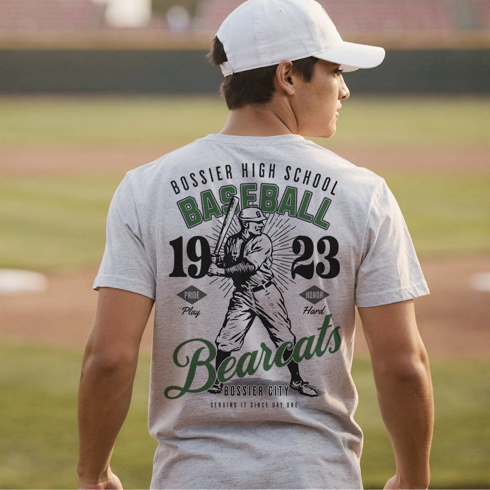 Bossier Bearkats Vintage Baseball Tee – personalization preview 3