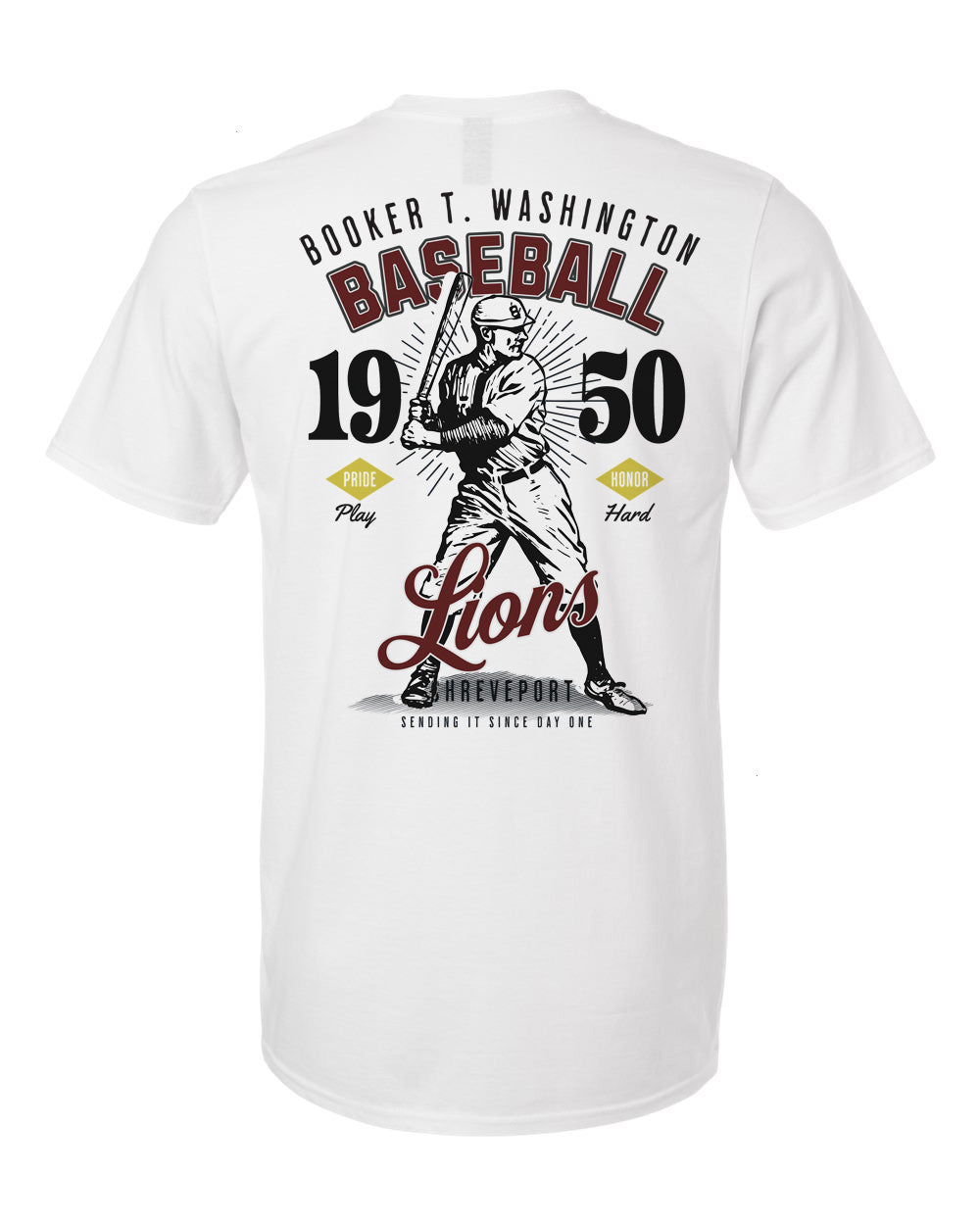 Booker T. Washington Lions Vintage Baseball Tee – personalization preview 4