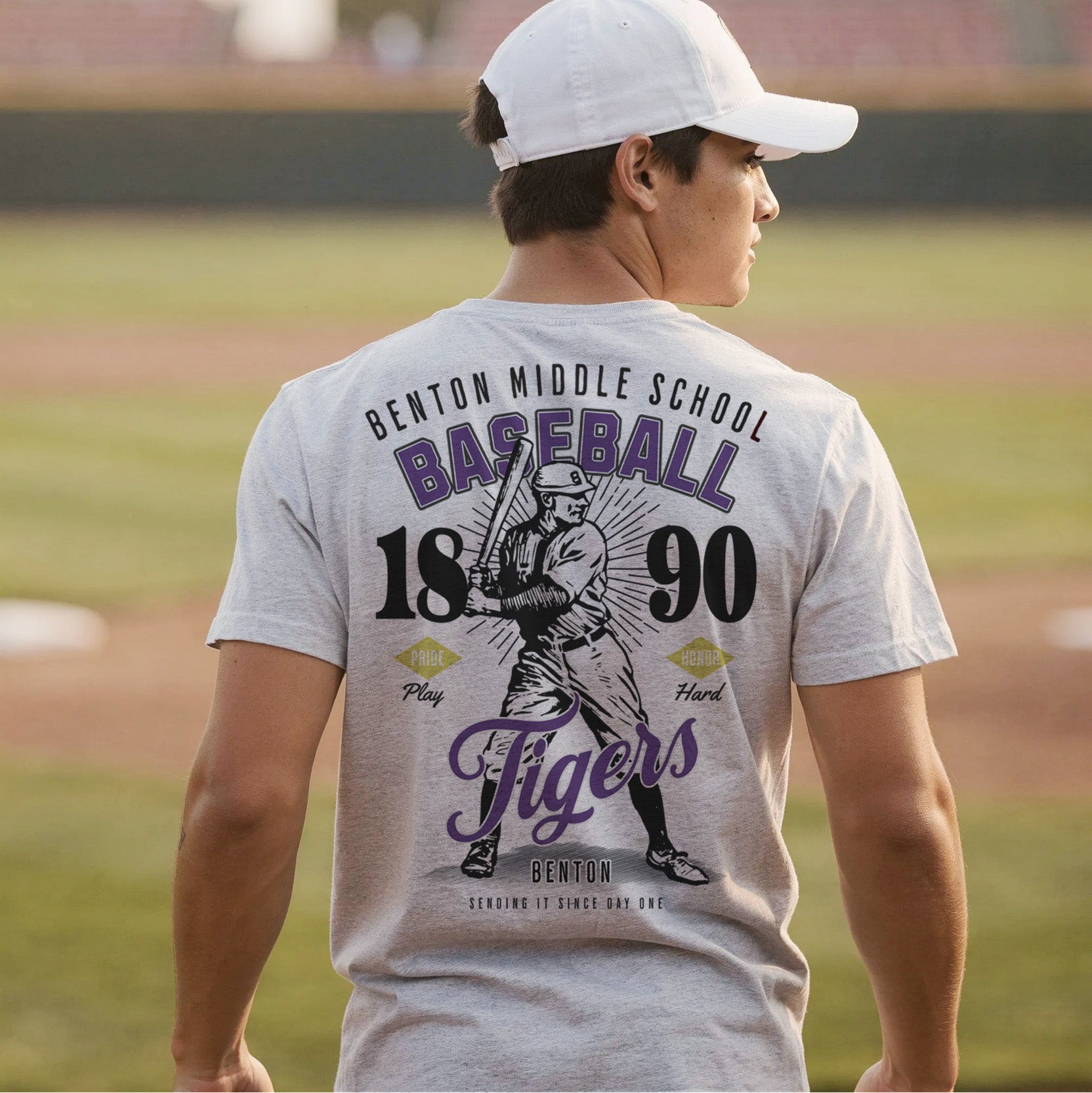 Benton MS Tigers Vintage Baseball Tee – personalization preview 2