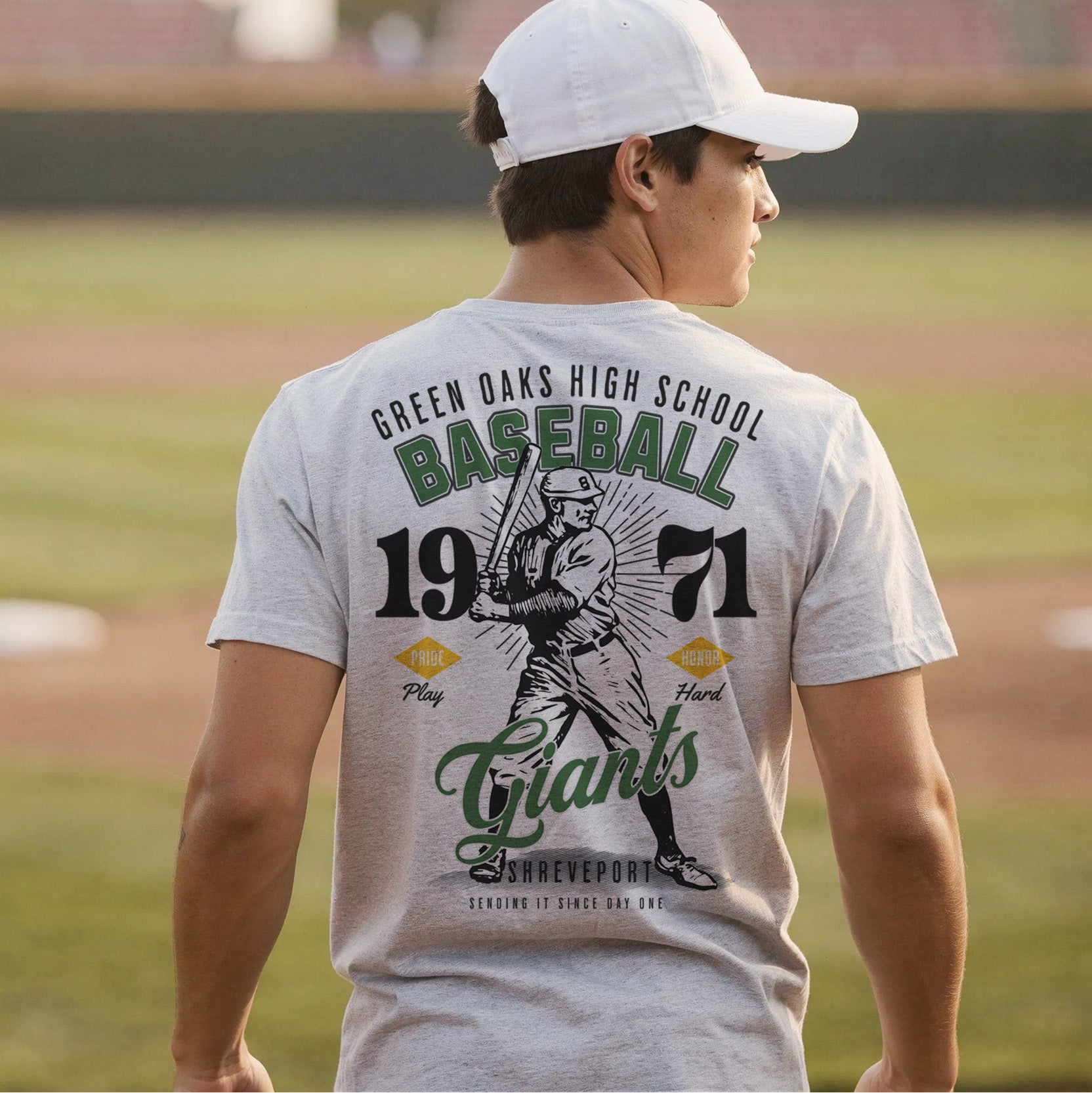 Green Oaks Giants Vintage Baseball Tee – personalization preview 2