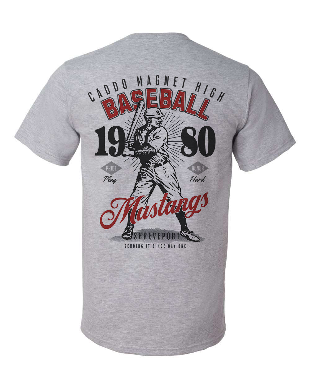 Caddo Magnet Mustangs Vintage Baseball Tee