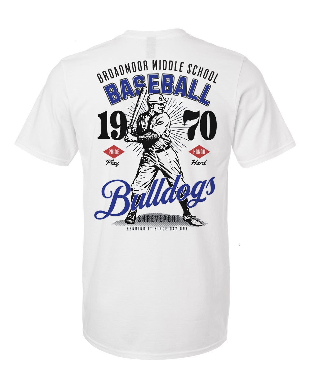 Broadmoor Bulldogs Vintage Baseball Tee – personalization preview 4
