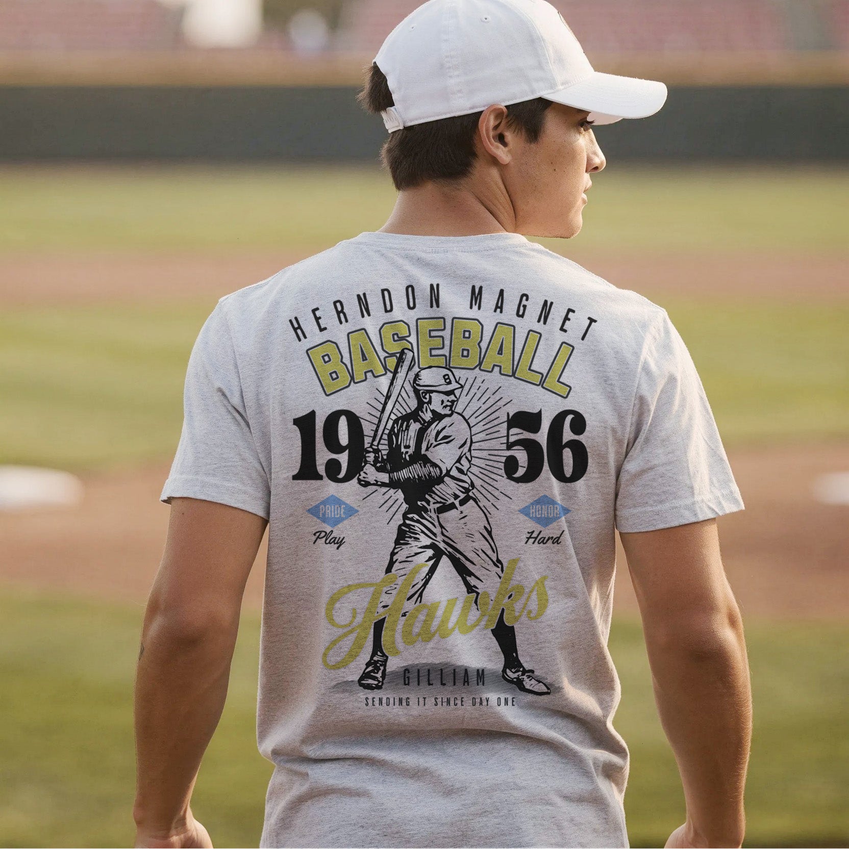 Herndon Hawks Vintage Baseball Tee – personalization preview 2