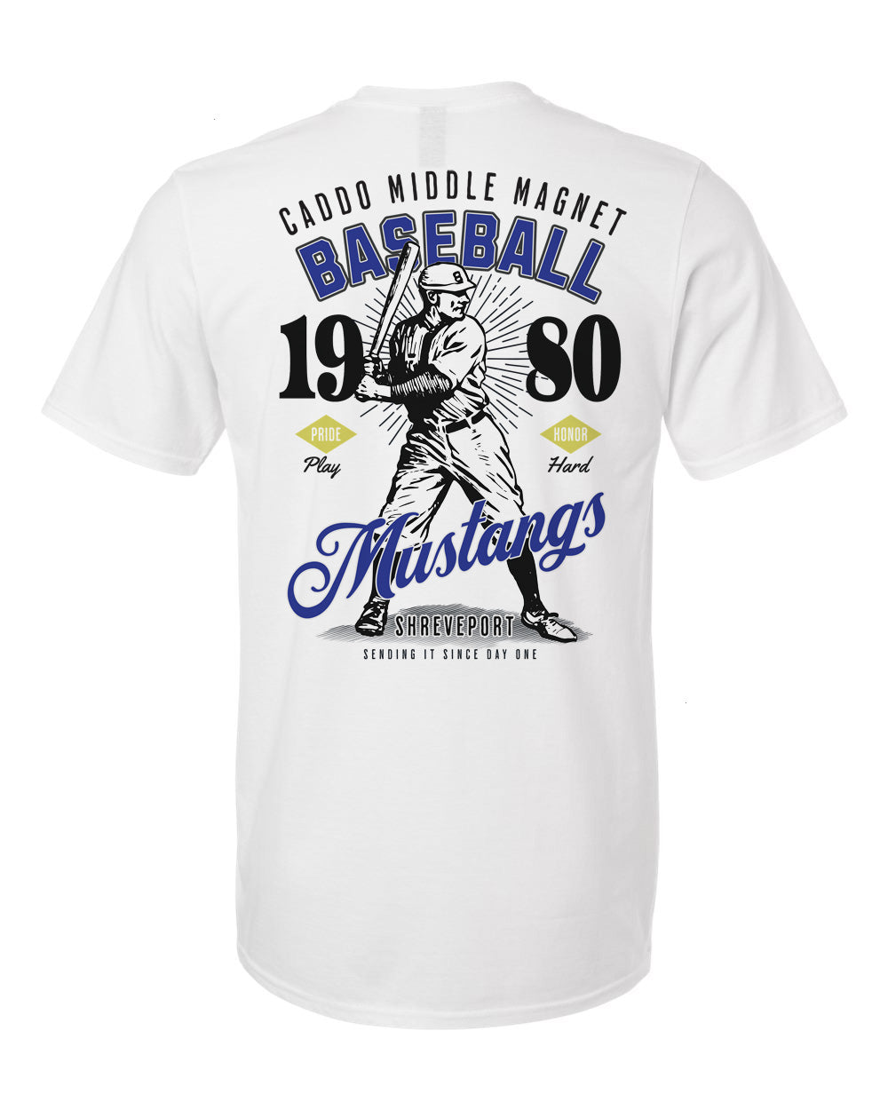 Caddo Middle Magnet Mustangs Vintage Baseball Tee