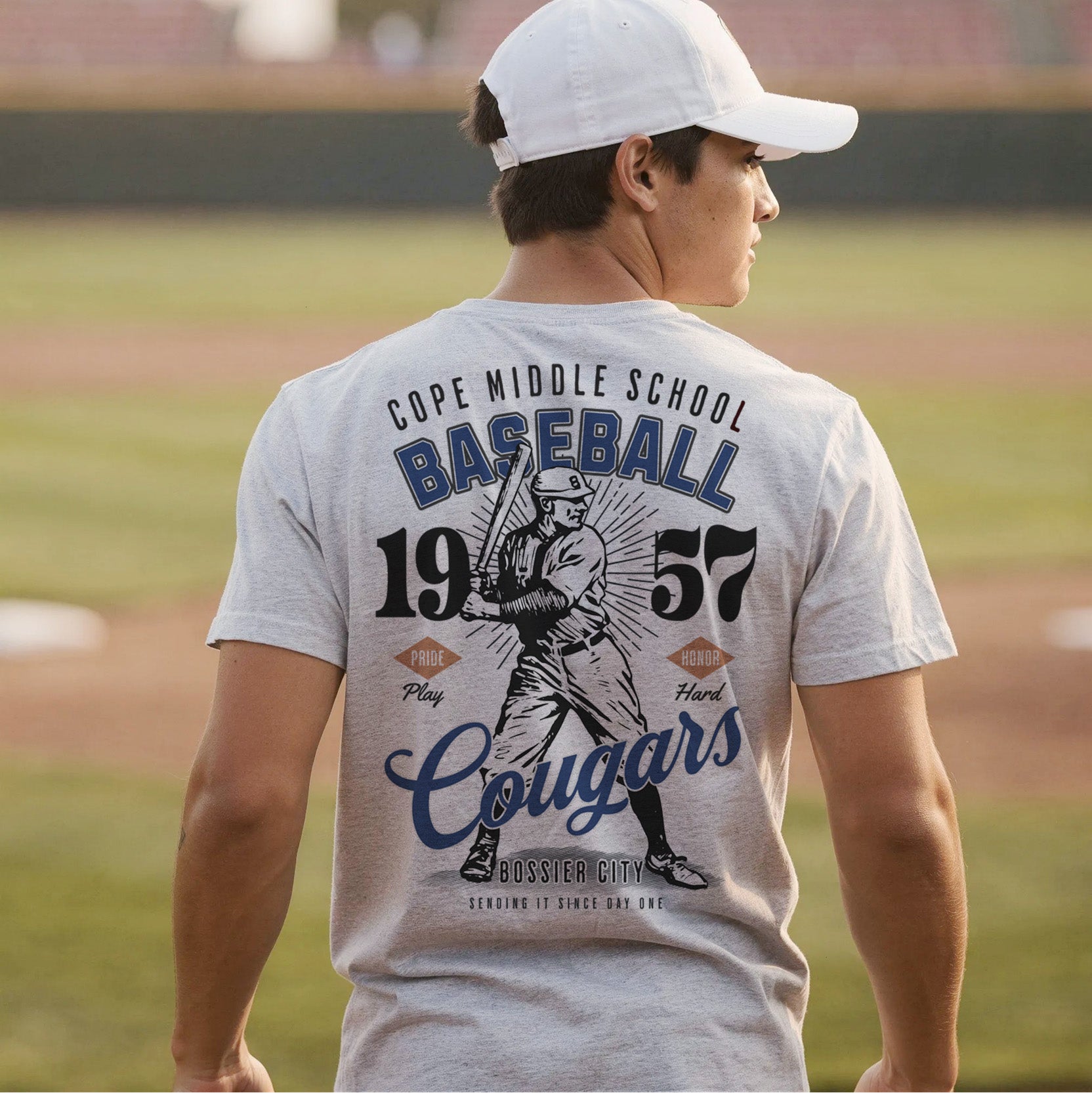 Cope Cougars Vintage Baseball Tee – personalization preview 3