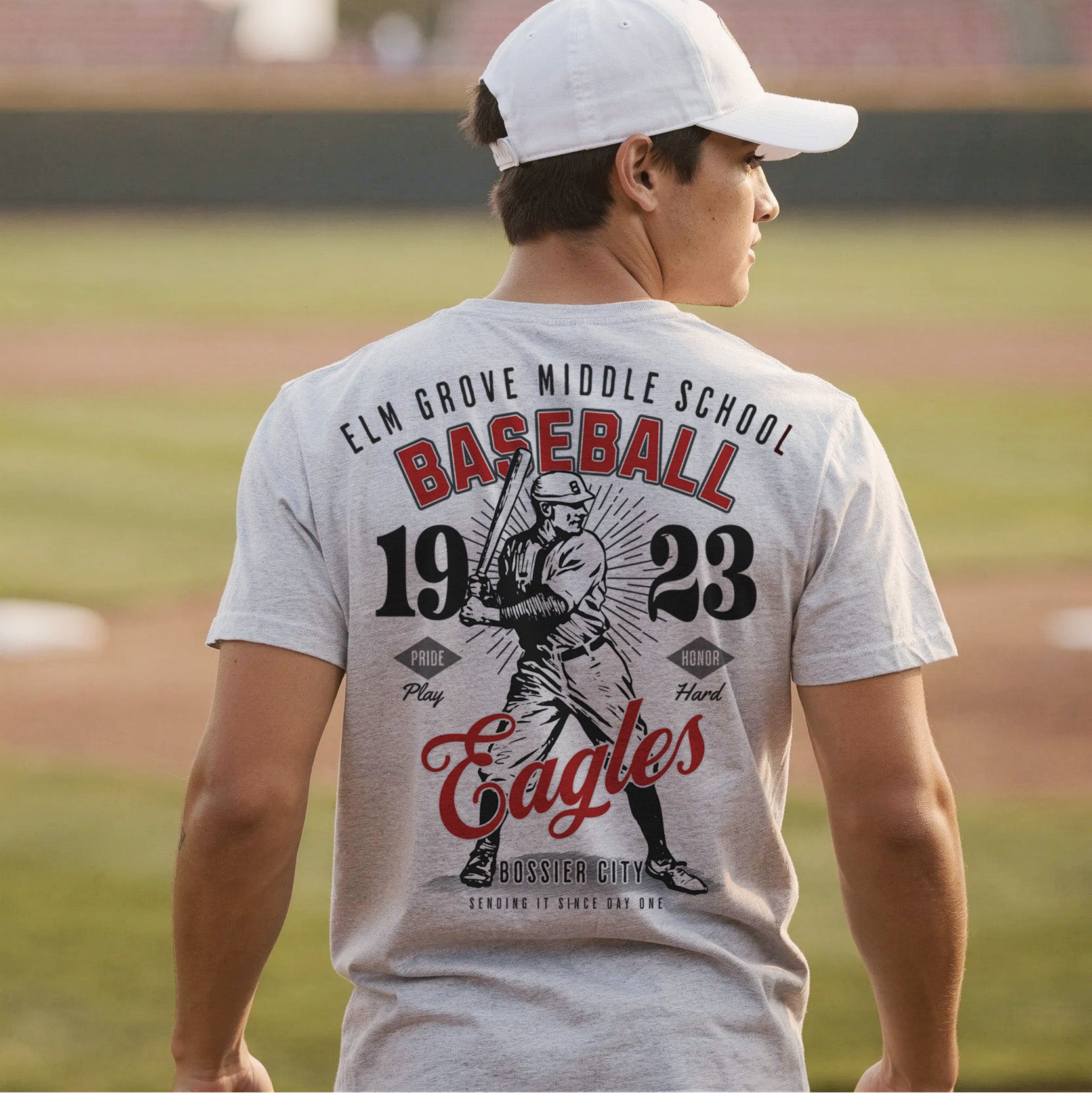 Elm Grove Eagles Vintage Baseball Tee – personalization preview 3
