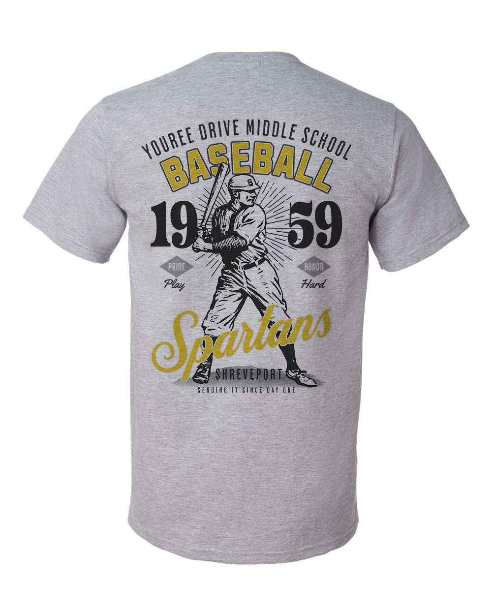 Youree Drive Spartans Vintage Baseball Tee – personalization preview 2
