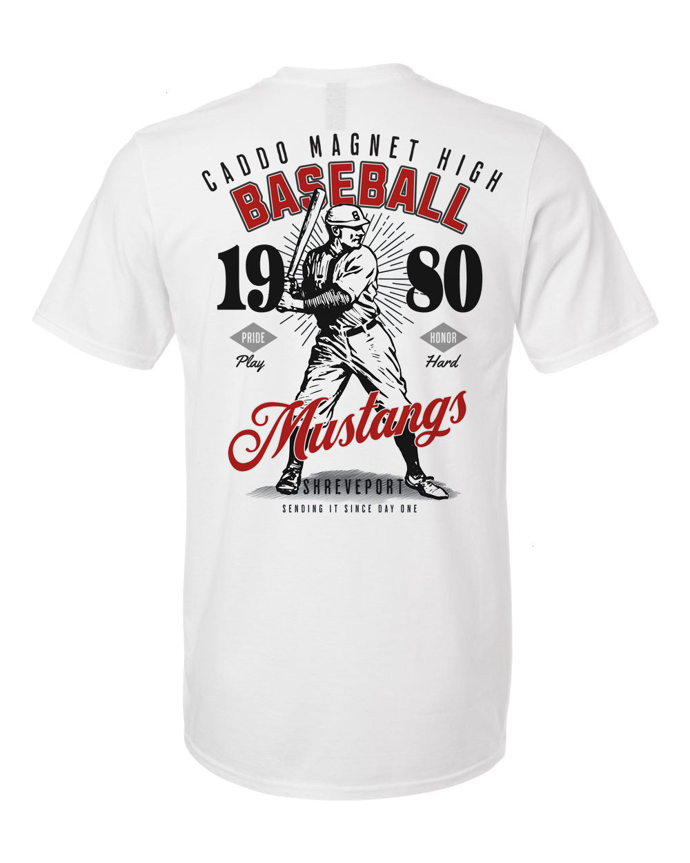 Caddo Magnet Mustangs Vintage Baseball Tee – personalization preview 4