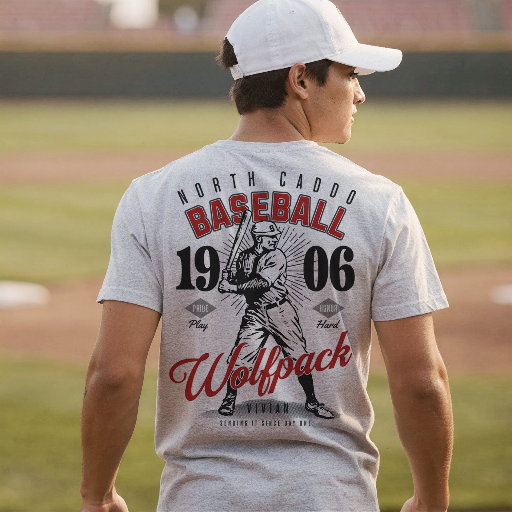 North Caddo Wolfpack Vintage Baseball Tee – personalization preview 2
